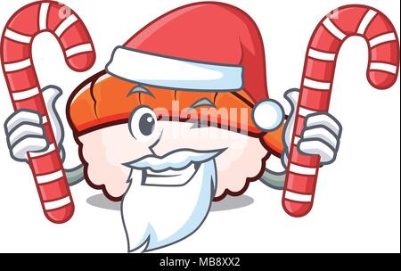 Santa avec candy mascot cartoon sushi ebi Illustration de Vecteur