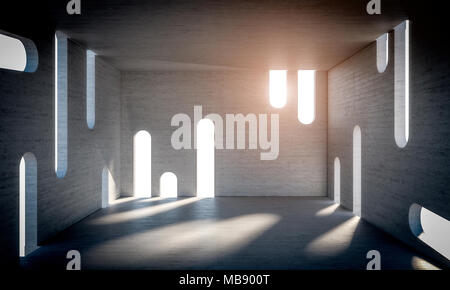 La lumière au coucher du soleil en 3d abstrait concret Prix image de rendu 3D Banque D'Images