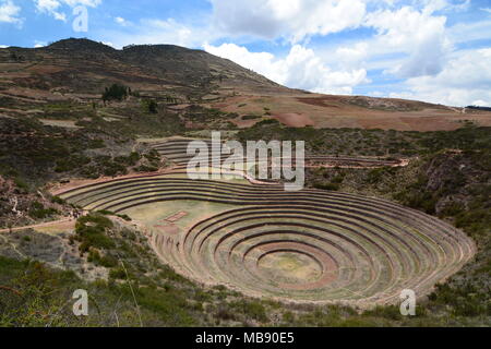 Les terrasses incas. Moray. Vallée Sacrée. La région de Cuzco. Pérou Banque D'Images