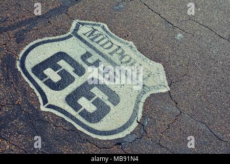 Mi-chemin entre Chicago et Los Angeles dans l'historique Route 66. Banque D'Images