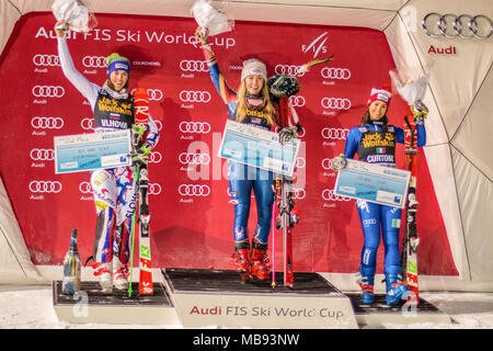 20 décembre 2017, Courchevel, Savoie, France, Mikaela Shiffrin de Usa vainqueur du slalom parallèle de Courchevel Ski World Cup 2017 Chers Banque D'Images