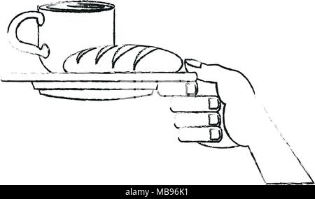 Main tenant le petit-déjeuner sketch Illustration de Vecteur