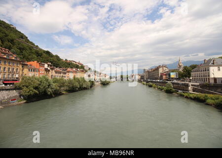 Une vue sur le téléphérique de Grenoble, France Banque D'Images