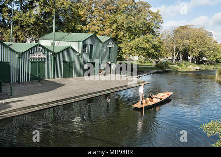 Promenades en barque sur la rivière Avon, Christchurch, Nouvelle-Zélande Banque D'Images