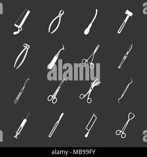 Outils chirurgiens icons set vector gris Illustration de Vecteur