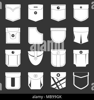 Types de poche icons set vector gris Illustration de Vecteur