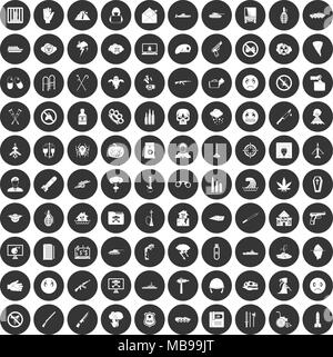 L'oppression 100 icons set cercle noir Illustration de Vecteur