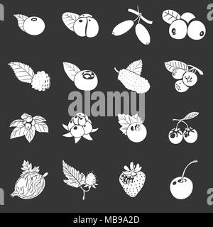 Les petits fruits icons set vector gris Illustration de Vecteur