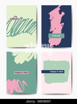 Grunge moderne anniversaire cartes postales Illustration de Vecteur