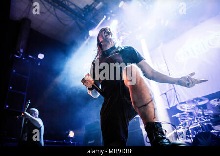 Norvège, Oslo - 30 mars, 2018. Le groupe de death technique américain origine effectue un concert live de la Rockefeller au cours de l'Inferno metal festival norvégien Metal Festival 2018 à Oslo. Ici le chanteur Jason Keyser a vu sur scène. (Photo crédit : Gonzales Photo - Terje Dokken). Banque D'Images