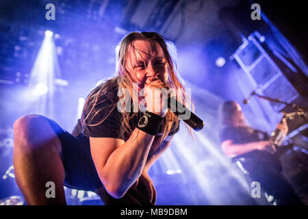 Norvège, Oslo - 30 mars, 2018. Le groupe de death technique américain origine effectue un concert live de la Rockefeller au cours de l'Inferno metal festival norvégien Metal Festival 2018 à Oslo. Ici le chanteur Jason Keyser a vu sur scène. (Photo crédit : Gonzales Photo - Terje Dokken). Banque D'Images