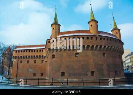 Barbakan Krakowski, Barbican, Cracovie, Pologne, Malopolska Banque D'Images