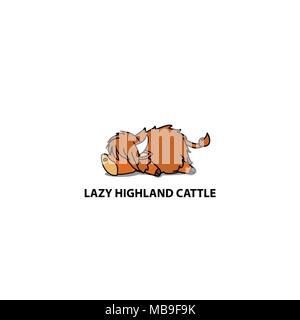 Highland cattle paresseux icône, logo design, illustration vectorielle Illustration de Vecteur