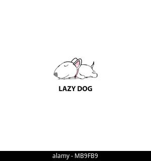 Lazy Dog bull terrier chiot mignon, icône de couchage, conception de logo, vector illustration Illustration de Vecteur