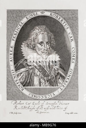 Robert Carr, 1er comte de Somerset, c.1587 - 1645. Homme politique anglais et favori du Roi James VI et I. De Woodburn's Galerie de Portraits rares, publié en 1816. Banque D'Images