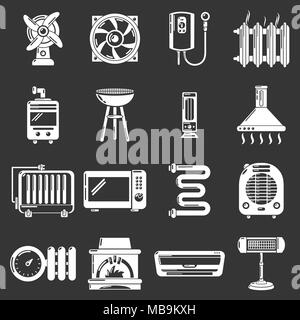 Débit d'air froid chaleur icons set outils vecteur gris Illustration de Vecteur