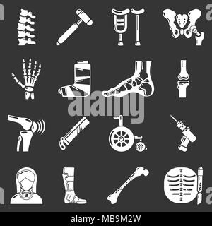 Les outils en os orthopédiste icons set vector gris Illustration de Vecteur