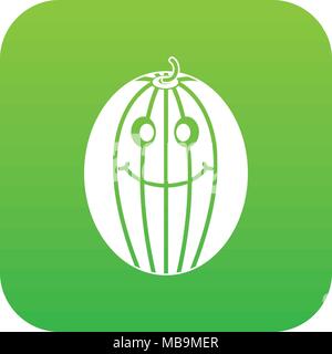 Ripe melon vert numérique icône souriante Illustration de Vecteur