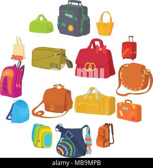 Types de sac style icons set, télévision Illustration de Vecteur