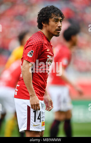 Saitama, Japon. Apr 7, 2018. Tadaaki Hirakawa (REDS) Football/soccer : 2018 J1 match de championnat entre Urawa Red Diamonds 1-0 Vegalta Sendai à Saitama Stadium 2002 à Saitama, Japon . Credit : AFLO/Alamy Live News Banque D'Images