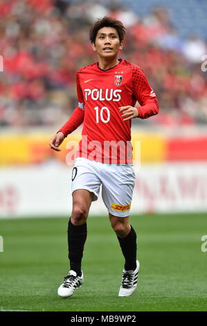 Saitama, Japon. Apr 7, 2018. Yosuke Kashiwagi (REDS) Football/soccer : 2018 J1 match de championnat entre Urawa Red Diamonds 1-0 Vegalta Sendai à Saitama Stadium 2002 à Saitama, Japon . Credit : AFLO/Alamy Live News Banque D'Images
