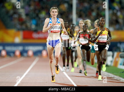 Scotland's Beth Potter participe à la Women's 10 000 m finale au stade de Carrare pendant cinq jours de la 2018 Jeux du Commonwealth à la Gold Coast, Australie. Banque D'Images