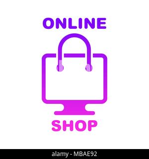Boutique en ligne boutique en ligne, logo. Logotype pour l'entreprise. Vector illustration isolé Illustration de Vecteur