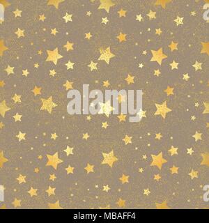 Gold Star modèle homogène. Résumé motif foncé transparente moderne avec de l'or confettis étoiles. Fond brillant. La texture de feuille d'or. Illustration de Vecteur