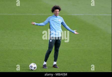 Manchester City's Leroy Sane lors de la formation au CFA, Manchester. Banque D'Images