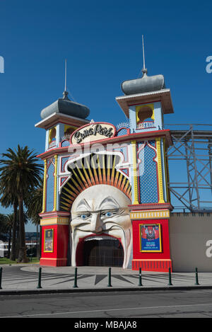 Luna Park parc d'historique dans la banlieue de Melbourne St Kilda a ouvert ses portes en 1912. Victoria, Australie. Banque D'Images