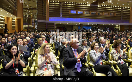 La Chine, la province de Hainan. 10 avr, 2018. Vous pourrez assister à la cérémonie d'ouverture des le Forum de Boao pour l'Asie Conférence annuelle en 2018, le sud de la Chine, province de Hainan, 10 avril 2018. Crédit : Li Xueren/Xinhua/Alamy Live News Banque D'Images