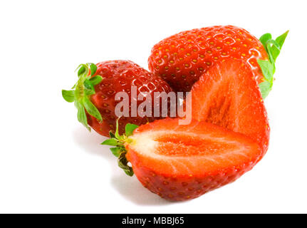 Deux fraises ensemble et un chat Banque D'Images