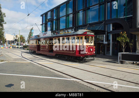 Tramway touristique, Christchurch, Nouvelle-Zélande Banque D'Images