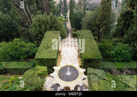 TIVOLI, ITALIE - janvier 28, 2010 : Avis de la Villa d'Este à Tivoli, près de Rome, Italie. Il est célèbre pour ses fontaines anciennes au jardin. Banque D'Images