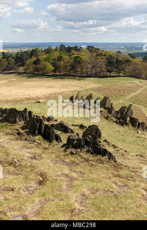 Les affleurements de la réputation la plus ancienne (Précambrien) rocks en Grande-Bretagne, Bradgate Park, Leicestershire, England, UK Banque D'Images