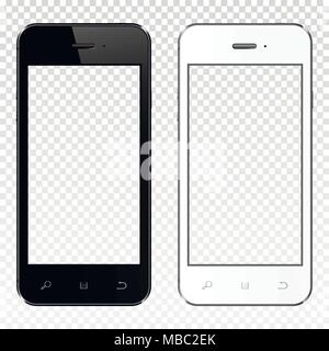 Les smartphones avec écran transparent réaliste isolé sur fond transparent. Vector illustration. Illustration de Vecteur