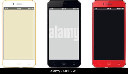 Perspective Smartphone mock-up noir blanc rouge. Vector illustration Illustration de Vecteur