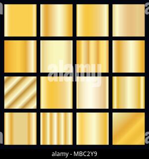 Vector collection de gradients d'or. Jeu de panneaux d'or Illustration de Vecteur