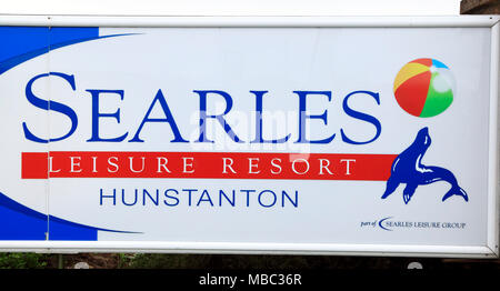 Searles Leisure Resort, Hunstanton, Norfolk, panneau d'entrée, le Camping park Banque D'Images