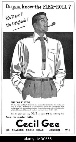 1954 La publicité pour men's fashion store Cecil Gee. Banque D'Images