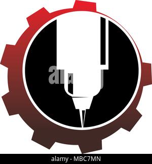 Service CNC Logo Design Template Vector Illustration de Vecteur