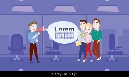 L'homme d'affaires en parlant de porte-voix pour plus d'arrière-plan avec copie Espace Illustration de Vecteur