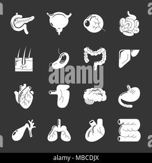 Les organes internes icons set vector gris Illustration de Vecteur