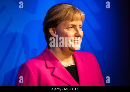 La figure de cire d'Angela Merkel en musée de cire Madame Tussauds à Amsterdam, Pays-Bas Banque D'Images