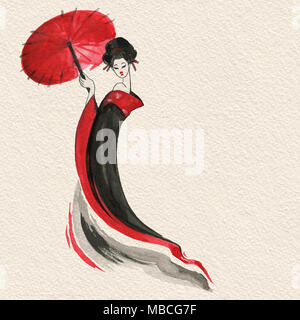 Geisha. Femme en costume traditionnel. De style japonais Banque D'Images