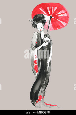 Geisha. Femme en costume traditionnel. De style japonais Banque D'Images