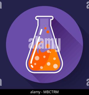 Laboratoire chimique liquide triangulaire la fiole avec de l'icône. Télévision style design. Illustration de Vecteur