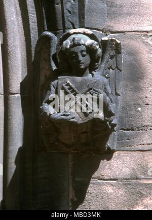 Symboles - l'échelle l'échelle croisée avec une lance est partie de l'Arma Christi (bras du Christ). Banque D'Images