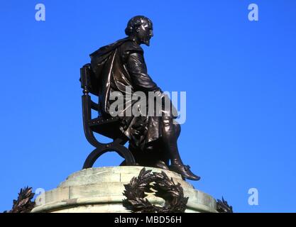 Statue de Shakespeare du Mémorial à Stratford-on-Avon, conçu par Lord Ronald Gower. Banque D'Images