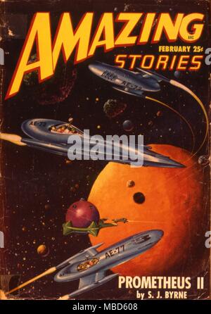 Amazing Stories ' veste. Février 1948. Illustration de Malcolm Smith Banque D'Images